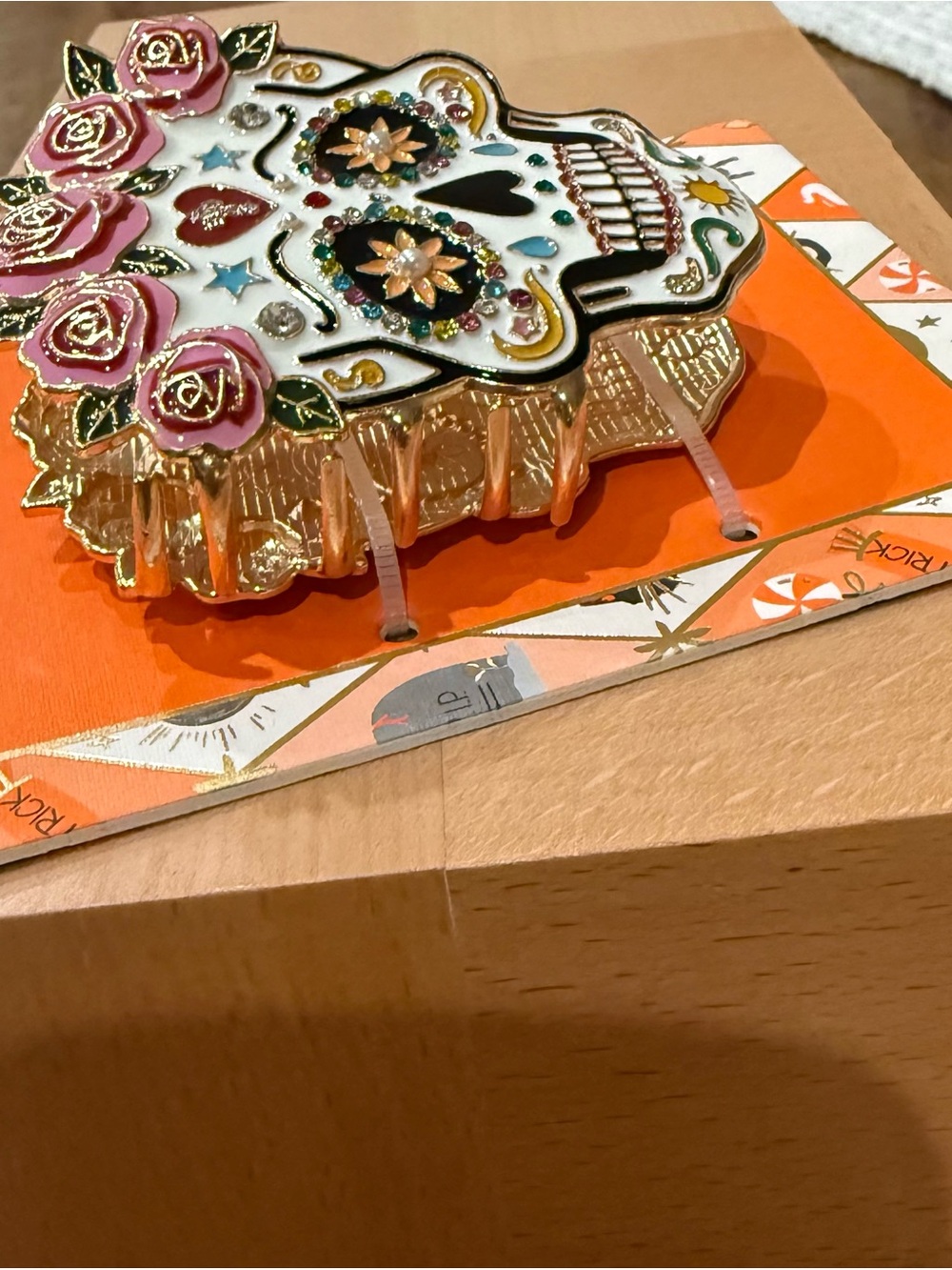 ☠️🌺piper·k Pink Floral Sugar Skull Hair Clip NWT - Picture 4 of 5